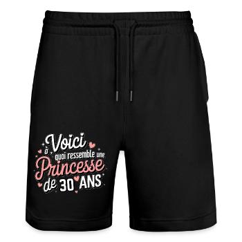 30 Year Old Princess - Stanley/Stella Trainer Unisex Organic Jogging Shorts - black - Front - Nik (191cm) & Marisol (170cm)
