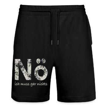 Nö, ich muss gar nichts - Stanley/Stella Unisex Bio Joggingshorts Trainer  - Schwarz - Vorne - Nik (191cm) & Marisol (170cm)