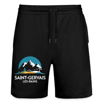 Saint-Gervais-les-Bains - Alpes - Short de jogging bio TRAINER Stanley/Stella unisexe - noir - Devant - Nik (191cm) & Marisol (170cm)