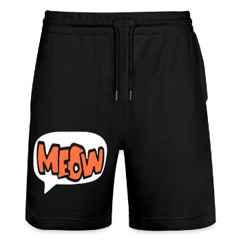 Meow Cat Meow Letters Speech Bubble Text Quote - Stanley/Stella Trainer Unisex Organic Jogging Shorts - black - Front - Nik (191cm) & Marisol (170cm)