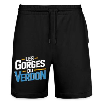 Les Gorges du Verdon - Short de jogging bio TRAINER Stanley/Stella unisexe - noir - Devant - Nik (191cm) & Marisol (170cm)