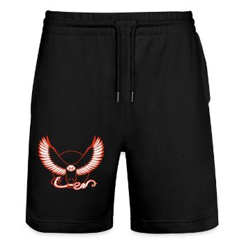 Eagleand Snake - Stanley/Stella Trainer Unisex Organic Jogging Shorts - black - Front - Nik (191cm) & Marisol (170cm)