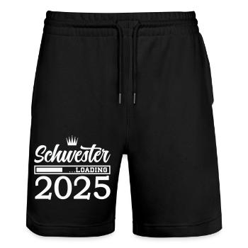 Sister 2025 Chargement - Short de jogging bio TRAINER Stanley/Stella unisexe - noir - Devant - Nik (191cm) & Marisol (170cm)