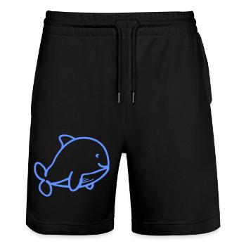 Baby Whale - Stanley/Stella Trainer Unisex Organic Jogging Shorts - black - Front - Nik (191cm) & Marisol (170cm)