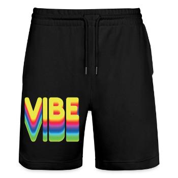 Nur gute Vibes - retro style - Stanley/Stella Unisex Bio Joggingshorts Trainer  - Schwarz - Vorne - Nik (191cm) & Marisol (170cm)