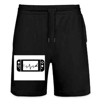 Zocken - Stanley/Stella Unisex Bio Joggingshorts Trainer  - Schwarz - Vorne - Nik (191cm) & Marisol (170cm)