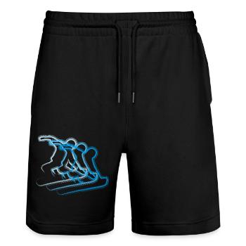 Snowboard - Stanley/Stella Trainer Unisex Organic Jogging Shorts - black - Front - Nik (191cm) & Marisol (170cm)