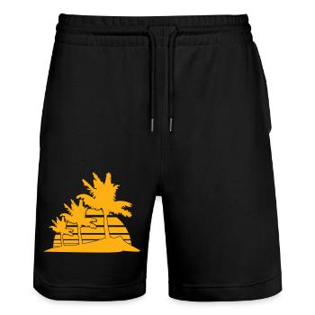 3 Palm Trees Island Tree Stripes Sun Sunset - Stanley/Stella Trainer Unisex Organic Jogging Shorts - black - Front - Nik (191cm) & Marisol (170cm)