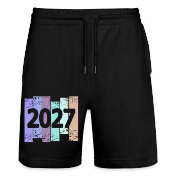 2027 - Short de jogging bio TRAINER Stanley/Stella unisexe - noir - Devant - Nik (191cm) & Marisol (170cm)