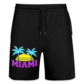 Miami États-Unis Palm Trees Beach Sun America Floride Logo - Short de jogging bio TRAINER Stanley/Stella unisexe - noir - Devant - Nik (191cm) & Marisol (170cm)