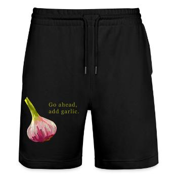 Allez-y, ajoutez de l’ail - Short de jogging bio TRAINER Stanley/Stella unisexe - noir - Devant - Nik (191cm) & Marisol (170cm)