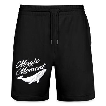Wal - Naturschutz - Magie - Stanley/Stella Unisex Bio Joggingshorts Trainer  - Schwarz - Vorne - Nik (191cm) & Marisol (170cm)