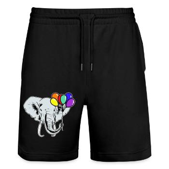 Arc-en-ciel Arc-en-ciel Drapeau éléphant LGBT Gay Pride - Short de jogging bio TRAINER Stanley/Stella unisexe - noir - Devant - Nik (191cm) & Marisol (170cm)