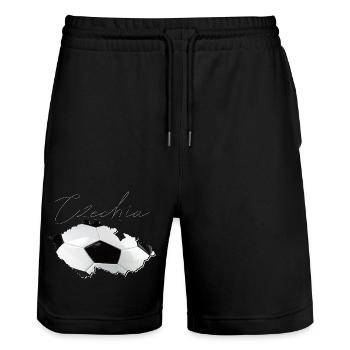 Tschechien Landkarte umrahmt echten Fußball EN - Stanley/Stella Unisex Bio Joggingshorts Trainer  - Schwarz - Vorne - Nik (191cm) & Marisol (170cm)
