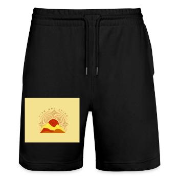 rise and sgine - Stanley/Stella Trainer Unisex Organic Jogging Shorts - black - Front - Nik (191cm) & Marisol (170cm)