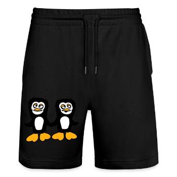 Penguins Équipe 2 Amis Fatigué Confus Se tenant la main - Short de jogging bio TRAINER Stanley/Stella unisexe - noir - Devant - Nik (191cm) & Marisol (170cm)