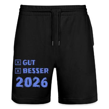 2026 - Short de jogging bio TRAINER Stanley/Stella unisexe - noir - Devant - Nik (191cm) & Marisol (170cm)