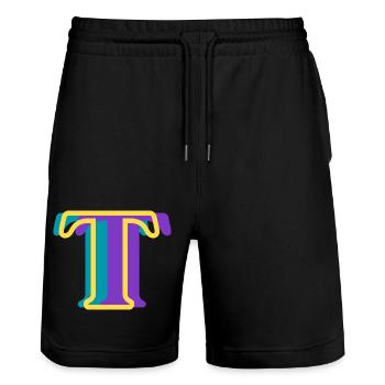 Lettre t multicolore - Short de jogging bio TRAINER Stanley/Stella unisexe - noir - Devant - Nik (191cm) & Marisol (170cm)