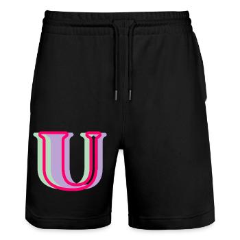 Lettre u multicolore - Short de jogging bio TRAINER Stanley/Stella unisexe - noir - Devant - Nik (191cm) & Marisol (170cm)