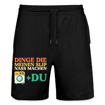 Dinge Die Meinen Slip Nass Machen - Stanley/Stella Unisex Bio Joggingshorts Trainer  - Schwarz - Vorne - Nik (191cm) & Marisol (170cm)