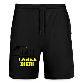 ich tanke bier 01 - Stanley/Stella Unisex Bio Joggingshorts Trainer  - Schwarz - Vorne - Nik (191cm) & Marisol (170cm)