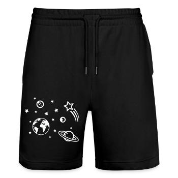 univers espace - Short de jogging bio TRAINER Stanley/Stella unisexe - noir - Devant - Nik (191cm) & Marisol (170cm)