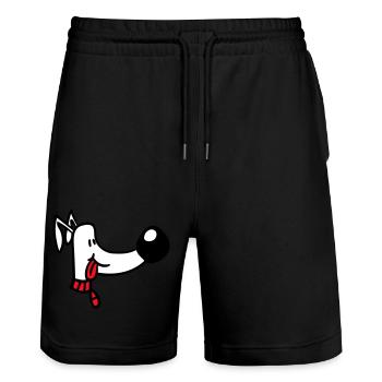 Visage de chien Drôle Mignon Langue Sortant Tête - Short de jogging bio TRAINER Stanley/Stella unisexe - noir - Devant - Nik (191cm) & Marisol (170cm)