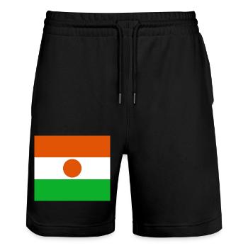 Niger - Stanley/Stella Unisex Bio Joggingshorts Trainer  - Schwarz - Vorne - Nik (191cm) & Marisol (170cm)