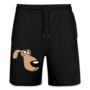 Dog Face Funny Silly Funny Crazy Comic - Stanley/Stella Trainer Unisex Organic Jogging Shorts - black - Front - Nik (191cm) & Marisol (170cm)