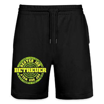 Gardien - Short de jogging bio TRAINER Stanley/Stella unisexe - noir - Devant - Nik (191cm) & Marisol (170cm)