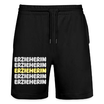 Erzieherin als Arbeit - Stanley/Stella Unisex Bio Joggingshorts Trainer  - Schwarz - Vorne - Nik (191cm) & Marisol (170cm)