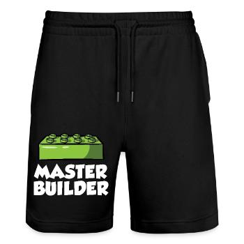 Brick Builder Toys Blocks Clamping Blocks Bricks - Stanley/Stella Trainer Unisex Organic Jogging Shorts - black - Front - Nik (191cm) & Marisol (170cm)