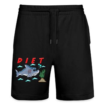 Lustige Diät Cartoon Hai Humor Sarkastisches Design - Stanley/Stella Unisex Bio Joggingshorts Trainer  - Schwarz - Vorne - Nik (191cm) & Marisol (170cm)