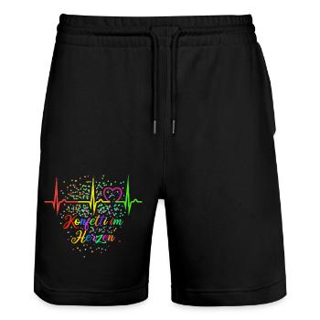 Konfetti im Herzen - Karneval - Verkleidung - Stanley/Stella Unisex Bio Joggingshorts Trainer  - Schwarz - Vorne - Nik (191cm) & Marisol (170cm)