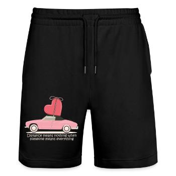 A heart that can go anywhere Love has no limits - Stanley/Stella Trainer Unisex Organic Jogging Shorts - black - Front - Nik (191cm) & Marisol (170cm)