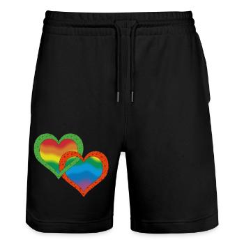 Herz - Stanley/Stella Unisex Bio Joggingshorts Trainer  - Schwarz - Vorne - Nik (191cm) & Marisol (170cm)