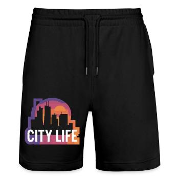 VIE URBAINE - Short de jogging bio TRAINER Stanley/Stella unisexe - noir - Devant - Nik (191cm) & Marisol (170cm)