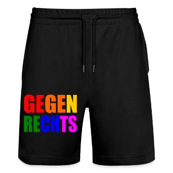 Gegen rechts - Stanley/Stella Unisex Bio Joggingshorts Trainer  - Schwarz - Vorne - Nik (191cm) & Marisol (170cm)