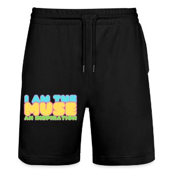 I am a Inspiration - Stanley/Stella Trainer Unisex Organic Jogging Shorts - black - Front - Nik (191cm) & Marisol (170cm)
