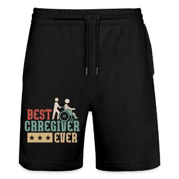 Best Caregiver Ever Caregiving Carer - Stanley/Stella Unisex Bio Joggingshorts Trainer  - Schwarz - Vorne - Nik (191cm) & Marisol (170cm)