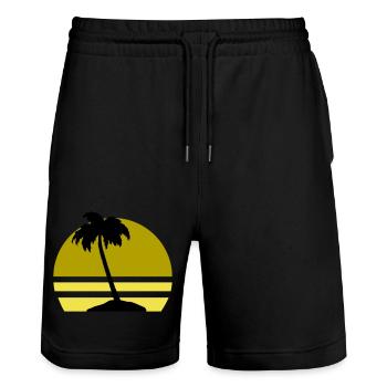 Palm Island - Stanley/Stella Trainer Unisex Organic Jogging Shorts - black - Front - Nik (191cm) & Marisol (170cm)