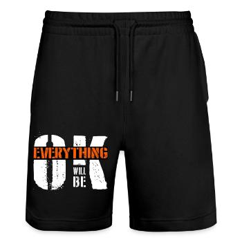 everything will be ok - Stanley/Stella Unisex Bio Joggingshorts Trainer  - Schwarz - Vorne - Nik (191cm) & Marisol (170cm)