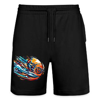 Motorrad Motocross biker bike - Stanley/Stella Unisex Bio Joggingshorts Trainer  - Schwarz - Vorne - Nik (191cm) & Marisol (170cm)