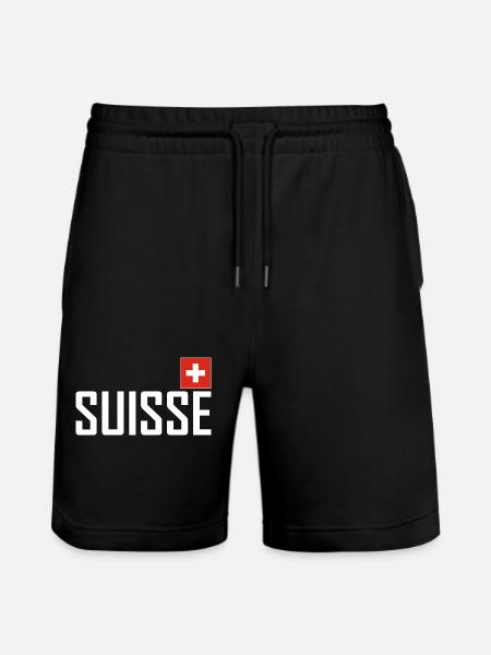 Switzerland - Flag - Schwiiz - Suisse - Switzerland - Stanley/Stella Trainer Unisex Organic Jogging Shorts - black