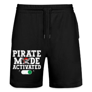 Mode Pirate activé Pirate Youth Design - Short de jogging bio TRAINER Stanley/Stella unisexe - noir - Devant - Nik (191cm) & Marisol (170cm)