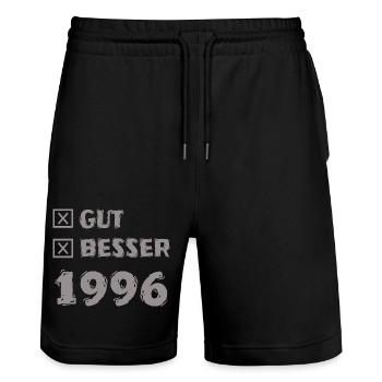 Besser 1996 - Stanley/Stella Trainer Unisex Organic Jogging Shorts - black - Front - Nik (191cm) & Marisol (170cm)