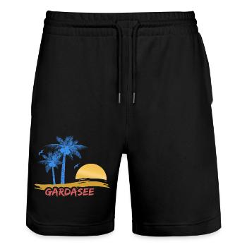 Lac de Garde - Short de jogging bio TRAINER Stanley/Stella unisexe - noir - Devant - Nik (191cm) & Marisol (170cm)