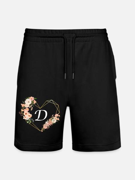 Blumen Goldenes Herz Brief - Stanley/Stella Unisex Bio Joggingshorts Trainer  - Schwarz