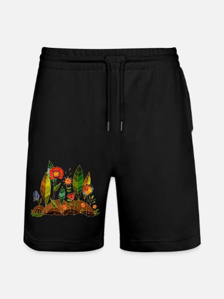 Flowers - Stanley/Stella Trainer Unisex Organic Jogging Shorts - black