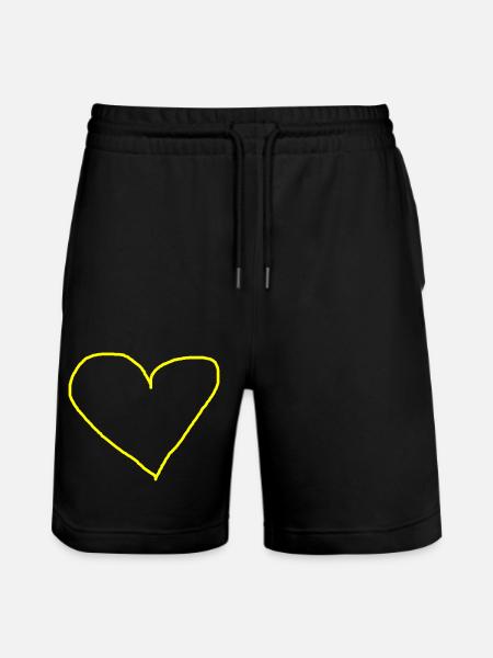 Herz gelb Herzchen Geschenkidee - Stanley/Stella Unisex Bio Joggingshorts Trainer - Schwarz